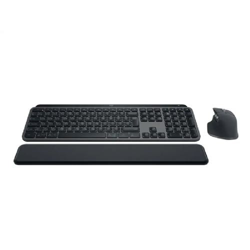 LOGITECH MX Keys S USB-C/BT brezžična osvetljena črna slo tisk naslon za zapestje + miška MX Master 3S + tipkovnica