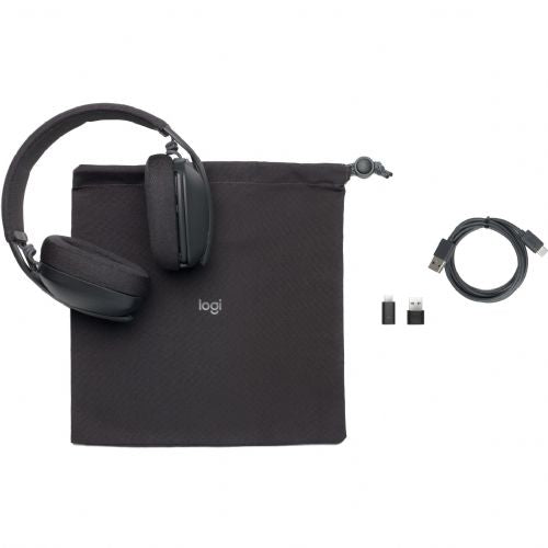 Brezžične slušalke Logitech Zone Vibe brezžične slušalke polne velikosti Bluetooth brezžične USB-C prek adapterja Bluetooth grafitno certificirano za Microsoft Teams