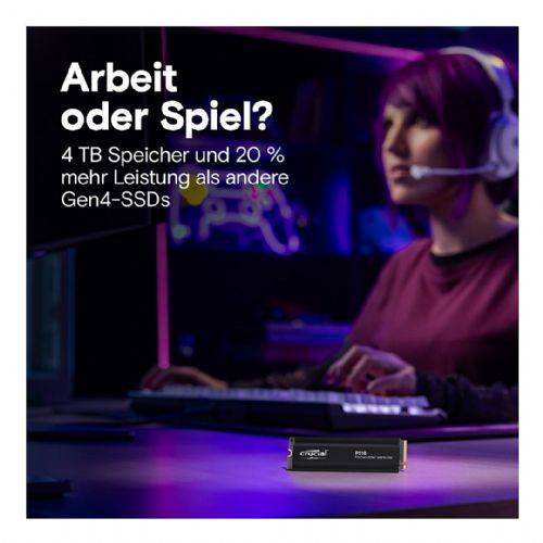Vgradni SSD disk Crucial P310 1TB M.2 NVMe PCIe Gen4 z ohišjem, hitrost branja 7100 MB/s, hladilnik