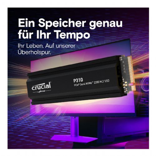 Vgradni SSD disk Crucial P310 1TB M.2 NVMe PCIe Gen4 z ohišjem, hitrost branja 7100 MB/s, hladilnik