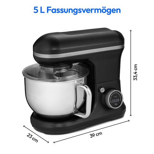 Medion LIFE digitalni kuhinjski robot MD18420 (črn, 1200 W, 5-litrska posoda, vključno s posodo za led)