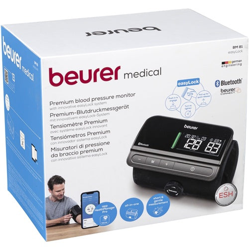Merilnik krvnega tlaka Beurer BM81 EasyLock, siva/grafitna