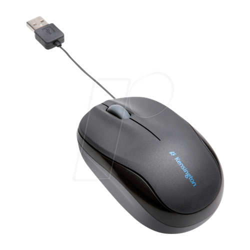 Miška Kensington Pro Fit optična, 1000 dpi, USB, z zložljivim kablom, za levičarje in desničarje, črna