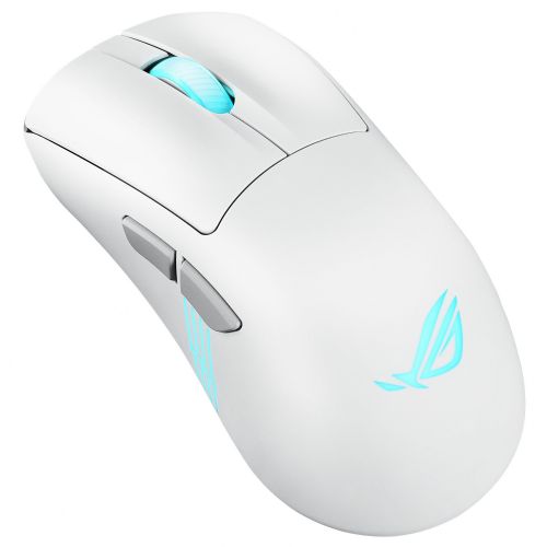 Miška Asus ROG Keris II Origin bela, brezžična in žična, optični senzor 42000 dpi, RGB osvetlitev, ergonomska za desničarje