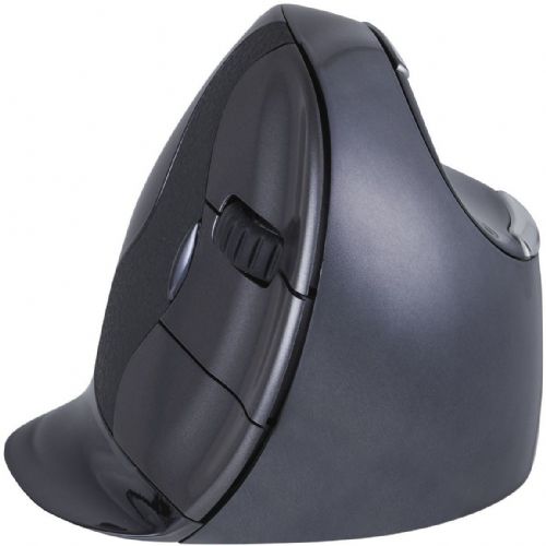 Miška Evoluent VerticalMouse D črna/srebrna, srednja, desna, optična z lasersko tehnologijo, ergonomija za desničarje, USB povezava, nastavljivi gumbi