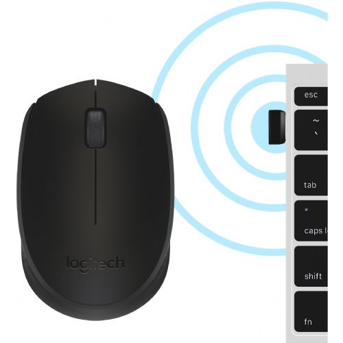 Miška Logitech B170 Wireless, 3 gumbi, 1000 dpi, črna