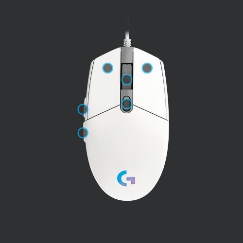 Miška Logitech G203 LightSync, bela 51639430