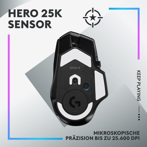 Miška Logitech G502 X Plus, LightSpeed, HERO 25K, Windows/macOS, črna