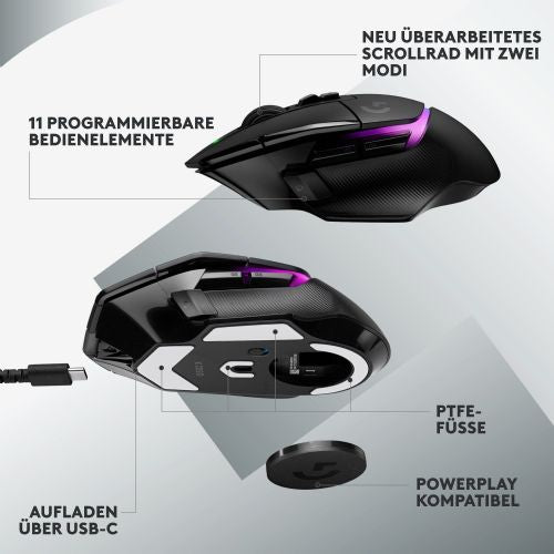 Miška Logitech G502 X Plus, LightSpeed, HERO 25K, Windows/macOS, črna