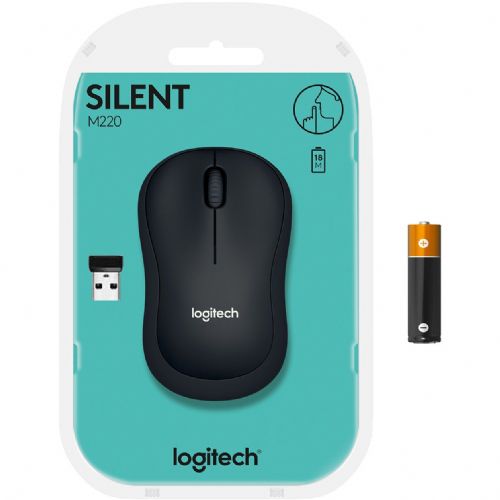 Miška Logitech M220 Silent, 1000 dpi, siva