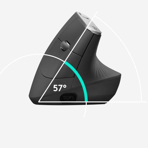 Miška Logitech MX Vertical, 2,4 GHz Unifying, Bluetooth, združljiva z računalnikom PC/Mac/iPadOS, črno-srebrna