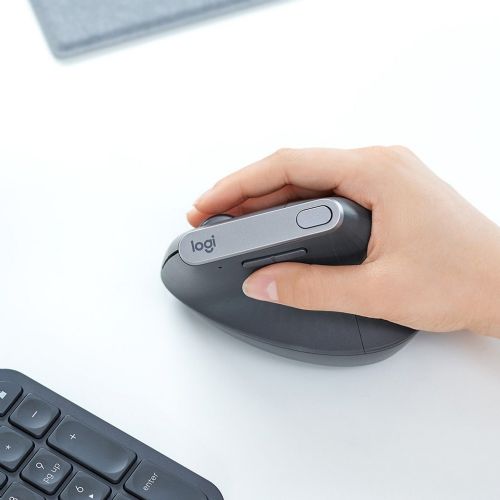 Miška Logitech MX Vertical, 2,4 GHz Unifying, Bluetooth, združljiva z računalnikom PC/Mac/iPadOS, črno-srebrna