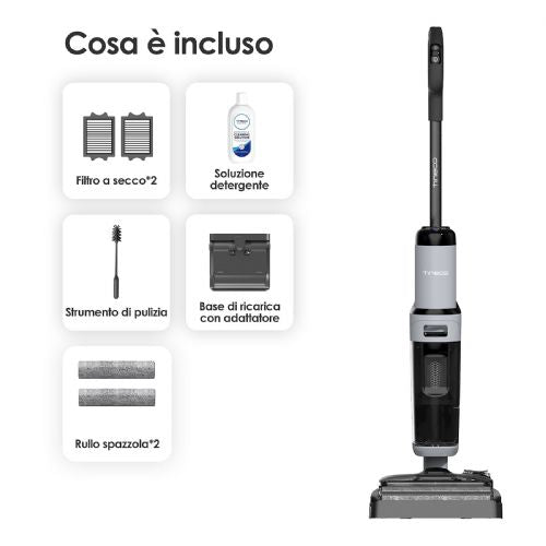 Mokro-suhi sesalnik Tineco FLOOR ONE i5 Stretch, 20.000 Pa, brez vrečke, 2.500 mAh baterija, za ploščice/trda tla/preproge, črn