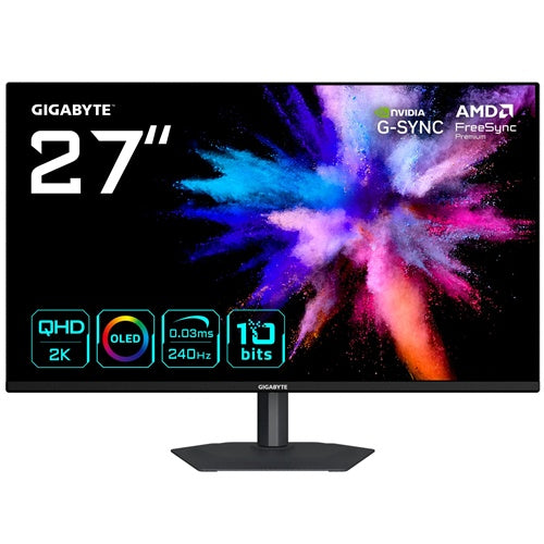 Monitor Gigabyte GO27Q24A QD-OLED (67,8 cm (27 palcev), črn, QHD, HDMI, DP, združljiv z G-Sync, FreeSync Premium, 240Hz zaslon)