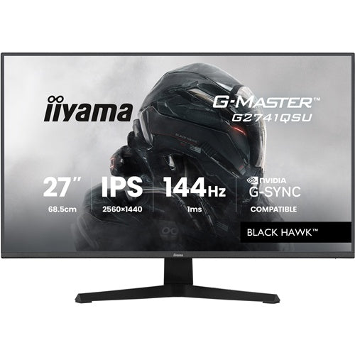 Iiyama G-Master G2741QSU-B1 Black Hawk monitor (68,6 cm (27"), crni (mat), QHD, IPS, HDMI, DP, G-Sync prijenosno računalo, USB hub, 144Hz zaslon)