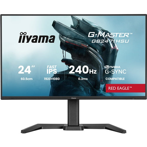 Iiyama G-Master GB2471HSU-B1 Red Eagle monitor (60,5 cm (23,8"), crni (mat), FullHD, Fast-IPS, HDMI, DP, G-Sync prijenosno računalo, USB hub, 240Hz zaslon)