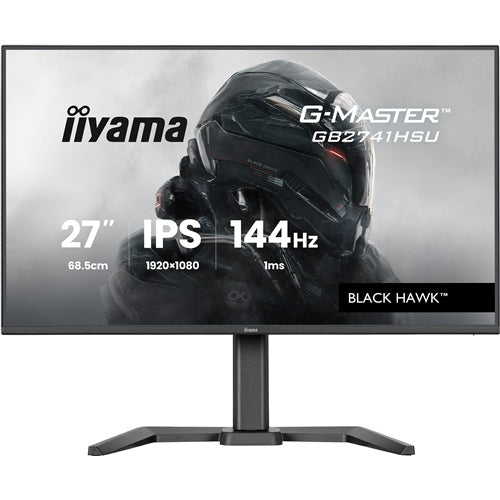 Monitor Iiyama G-Master GB2741HSU-B1 Black Hawk (68,6 cm (27"), črne barve (mat), FullHD, IPS, HDMI, DP, FreeSync, USB vozlišče, nastavitev višine, 144Hz plošča)