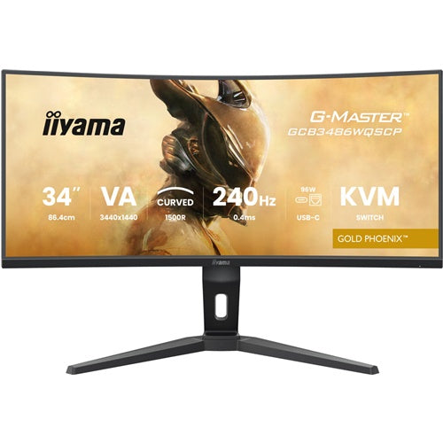 Iiyama G-Master GCB3486WQSCP-B1 GOLD PHOENIX monitor od 86,4 cm (34"), crni, WQHD, zakrivljeni, VA, Free-Sync Premium, USB-C, 240Hz zaslon, crni
