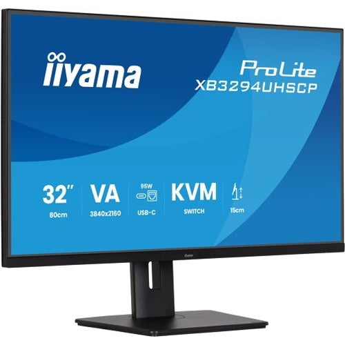Iiyama ProLite XB3294UHSCP-B1 monitor (80 cm (31,5"), crni (mat), UltraHD/4K, VA, HDMI, DP, USB-C, USB-hub)