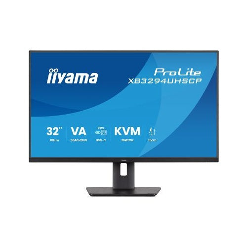Iiyama ProLite XB3294UHSCP-B1 monitor (80 cm (31,5"), crni (mat), UltraHD/4K, VA, HDMI, DP, USB-C, USB-hub)