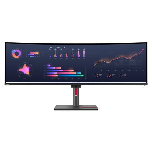 Monitor Lenovo ThinkVision P49w-30, 124,5 cm (49"), 5120 x 1440 (5K), IPS, 32 : 9, 60 Hz, 350 cd/m2, 4 ms, 2 x HDMI, DP, 4 x USB 3.2, G1, USB-C (100 W), USB-B 3.2 G1, RJ45, 2 x 5 W