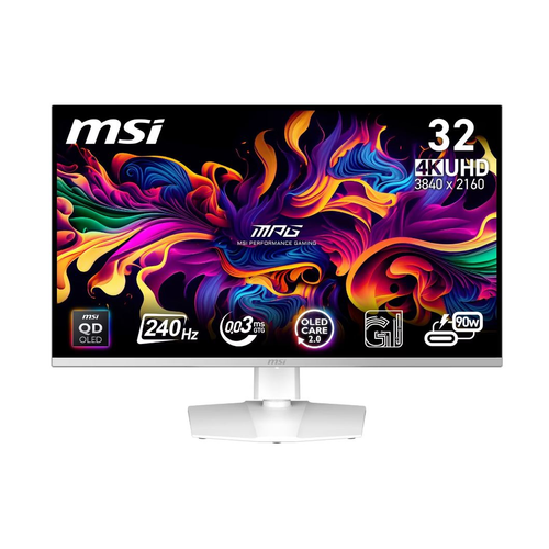 Monitor MSI MPG 321URXWDE QD-OLED 80 cm (31,5-palčni), UltraHD/4K, QD-OLED, 3840 x 2160, 16:9, 1.000 cd/m², 240 Hz, Adaptive-Sync, USB-C