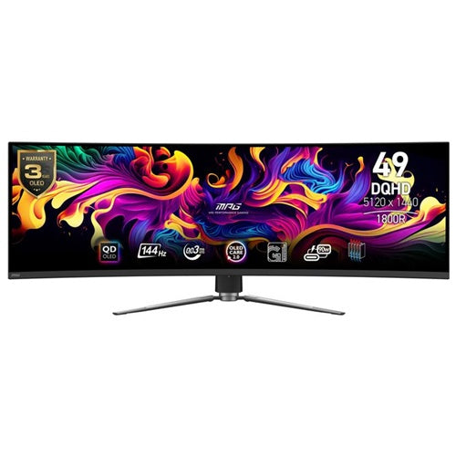 Monitor MSI MPG 491CQPDE QD-OLED (124,5 cm (49"), črn, DQHD, QD-OLED, ukrivljen, Adaptive-Sync, 144Hz zaslon)