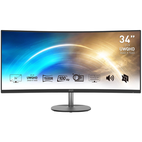 Monitor MSI PRO MP341CQDE 34" ukrivljen, WQHD VA, 100 Hz, zvočniki, črn