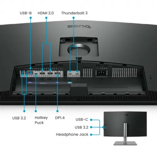 Monitor BenQ PD3225U, 80cm (31,5"), UHD/4K, 16:9, IPS, 400cd/m2, 60Hz, 5ms, HDMI, DP, Thunderbolt, USB-C (85W), črna/srebrna
