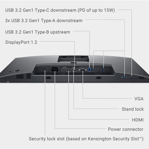 Monitor Dell P2425H 60,45 cm (23,8"), 1920 x 1080 (FHD), IPS, 250 cd/m2, HDMI, 5 ms, 100Hz, siva (210-BMFF)