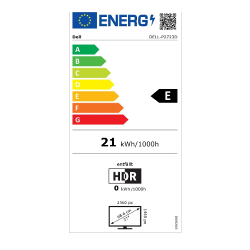Monitor Dell P2723D, 68,58 cm (27"), 2560 x 1440, 16 : 10, 5 ms, IPS, 350 cd/m2, 60 Hz, DisplayPort, HDMI, USB, VESA, pivot, QHD, črno-srebrne barve