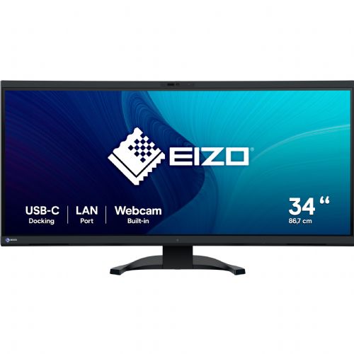 Monitor Eizo FlexScan EV3450XC-BK, 86,7cm (34,1"), UWQHD, IPS, 21:9, 300cd/m2,60Hz,5ms, kamera, HDMI, DP, USB-C (95W), črna