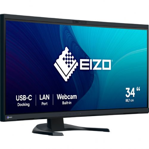 Monitor Eizo FlexScan EV3450XC-BK, 86,7cm (34,1"), UWQHD, IPS, 21:9, 300cd/m2,60Hz,5ms, kamera, HDMI, DP, USB-C (95W), črna