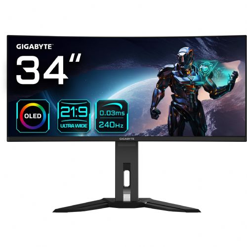 Monitor Gigabyte MO34WQC2 34", WQHD, QD-OLED, ukrivljen, 240Hz, USB-C