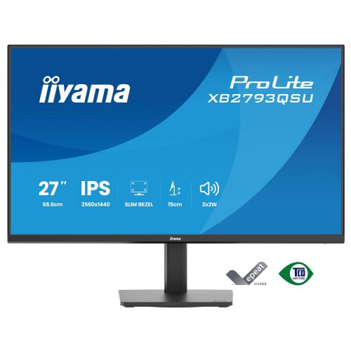 Monitor Iiyama ProLite XB2793QSU-B1 27", QHD, IPS, nastavljiva višina, HDMI/DP/USB