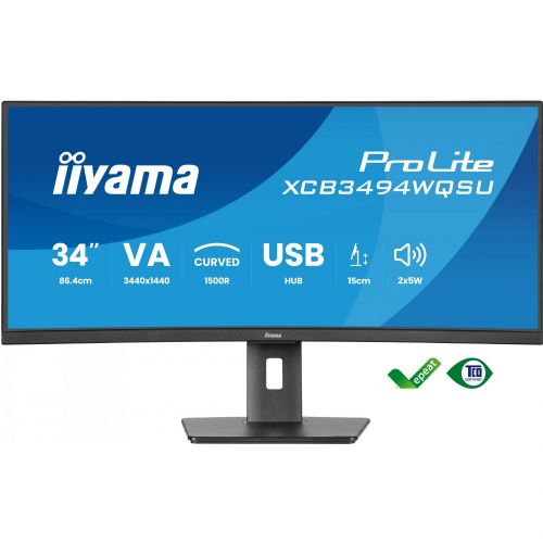 Monitor Iiyama ProLite XCB3494WQSU-B1 (86,7 cm (34 "),WQHD, VA, ukrivljen, AMD-FreeSync-Premium, 120Hz panel, črna