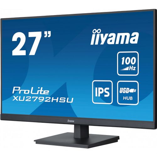 Monitor Iiyama ProLite XU2792HSU-B6 68,58 cm (27"), 1920x1080 (FHD), 250cd/m2, 16:9 FHD IPS 100Hz 0,4ms HDMI DP USB VESA, črna