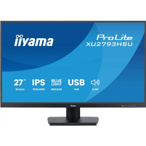 Monitor Iiyama ProLite XU2793HSU-B7 (68,6 cm (27 zoni), črn (mat), FullHD, IPS, USB-vozlišče, HDMI, DP, 100Hz zaslon)