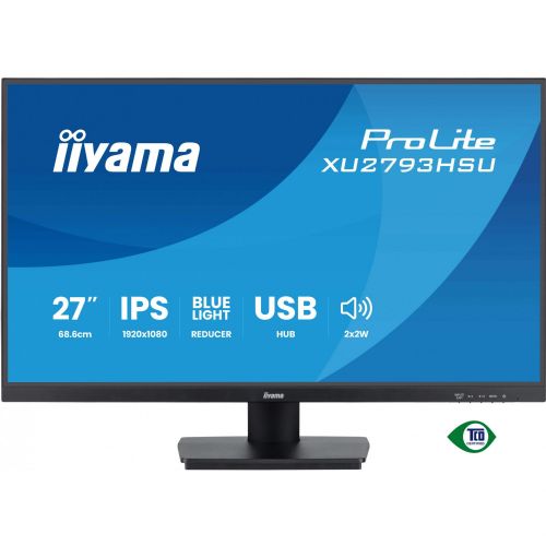 Monitor Iiyama ProLite XU2793HSU-B7 (68,6 cm (27 zoni), črn (mat), FullHD, IPS, USB-vozlišče, HDMI, DP, 100Hz zaslon)