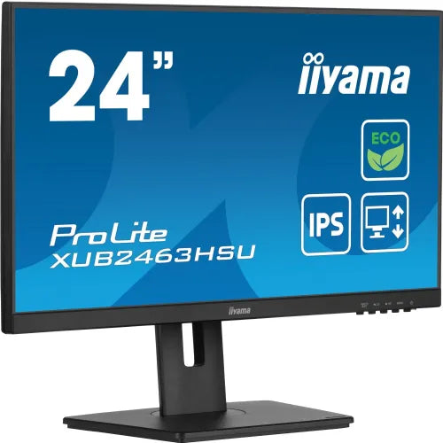Monitor Iiyama ProLite XUB2463HSU-B1, 60,96cm (24"), 1920x1080FHD,16:9,IPS,250cd/m2,100Hz,3ms,HDMI,DP,USB-A,črna