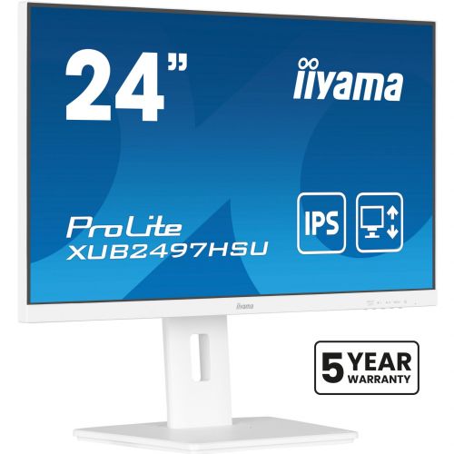Iiyama ProLite XUB2497HSU-W2 monitor (60,5 cm (23,8"), bijeli (mat), FullHD, IPS, USB hub, 100Hz panel)