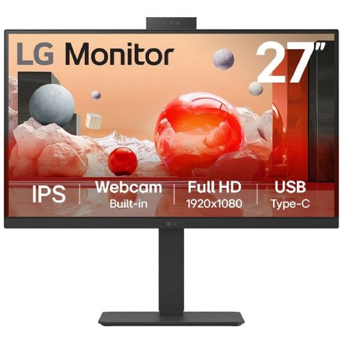 Monitor LG 27BA850-B.AEU, 68,6 cm (27"), 1920 x 1080 FHD, IPS, kamera, mikrofon, USB-C (65 W), 5 ms, crni
