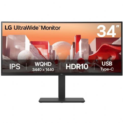 Monitor LG 34BA75QE-B 86,4 cm (34"), 3440x1440 (QHD), IPS, 300 cd/m2, 21:9 ukrivljen 5ms 60Hz HDR10 HDMI DP USB-C 90W, zvočnik, črna