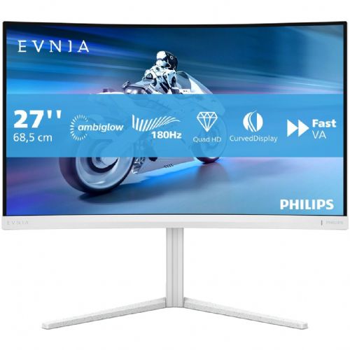 Monitor Philips Evnia 27M2C5501 68,5cm / 27" VA QHD 180Hz, ukrivljen, bela