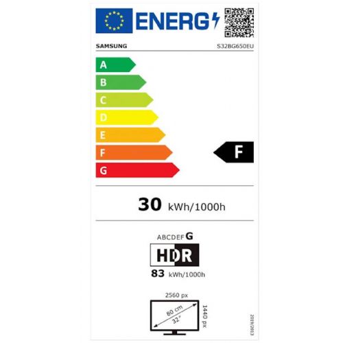 Monitor Samsung S32BG650EU G6 81,28 cm (32"), VA, 16:9, 1ms, 350cd/m2 2560x1440, DP, HDMI, USB Hub, Wi-Fi,BT LS32BG650EUXEN