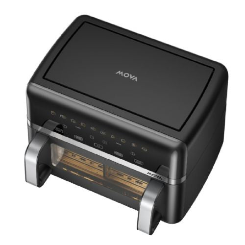 Pametni cvrtnik na vroč zrak MOVA AeroChef FD20 Pro, 9 l, 2700 W, dvojna cona, 360° kroženje zraka, črne barve