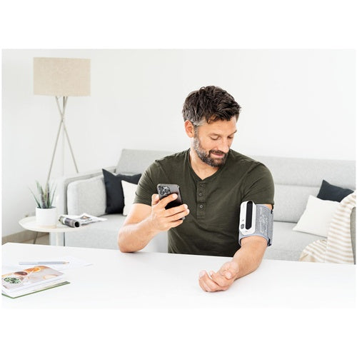 Nadlaktni merilnik krvnega tlaka Beurer BM 59, Bluetooth, bela/črna