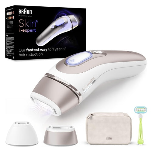 Odstranjevalec dlak Braun Skin i-expert Pro IPL PL7147, vklj. torba + 2 nastavka + Venus Extra Smooth, bela/rožnata