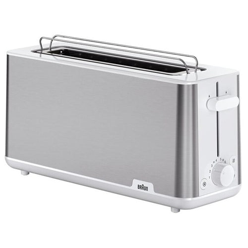 Opekač kruha Braun Long Slot Toaster PurShine HT 1610 WH (nerjaveče jeklo/bela barva, 1030 W, za 2 rezini toasta)