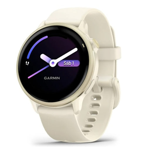 Pametna ura Garmin vívoactive 6 AMOLED, GPS, Corning Gorilla Glass 3, 42 mm, silikonski pašček (kostno/lunarno zlato)